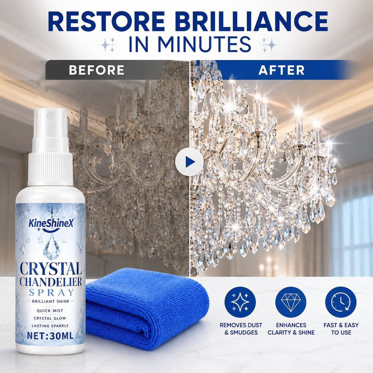 🔥Buy 1 Get 1 Free🎁Crystal Chandelier Cleaner Spray‑Streak‑Free Instant Shine Spray
