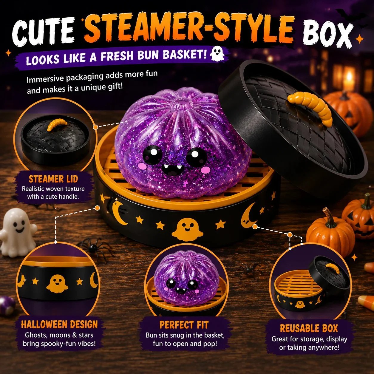 🔥49% OFF TODAY 🎃 Halloween Steamed Bun Squishy Mystery Box Toy