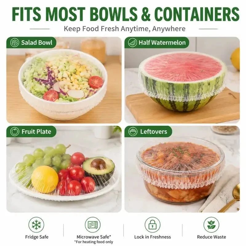🥗100 PCS  Disposable Stretch Food Covers