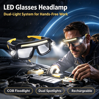 Rechargeable LED Headlamp Glasses - Hand-Wave Sense, Type-C USB Charging 🕶️