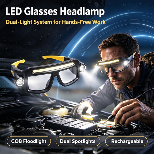 Rechargeable LED Headlamp Glasses - Hand-Wave Sense, Type-C USB Charging 🕶️