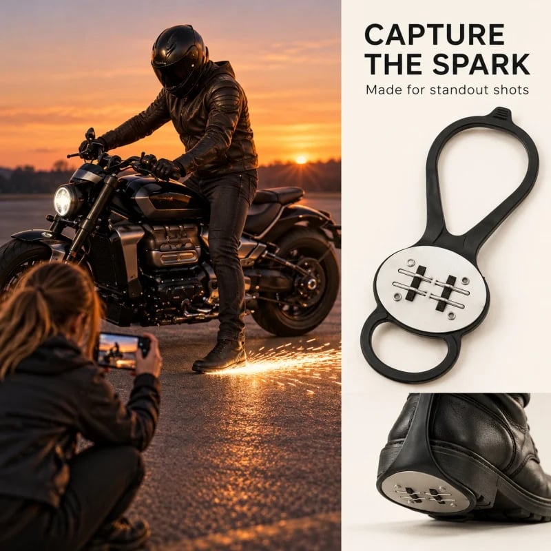 Motorcycle grinding shoe covers with sparks