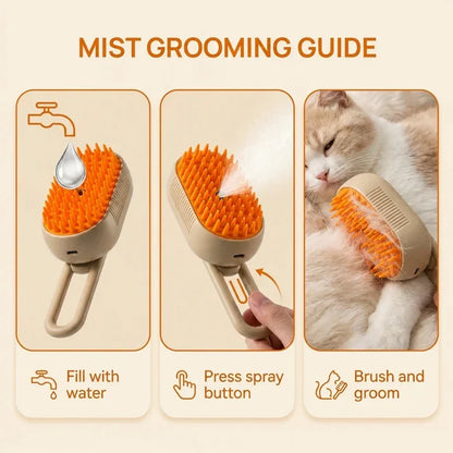 3-in-1 Steam Pet Grooming and Deshedding Brush