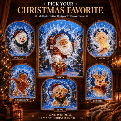 🔥 Last Day 50% OFF - 3D Crystal Christmas Window Decal 🎄 Shattered-Glass Holiday Decoration