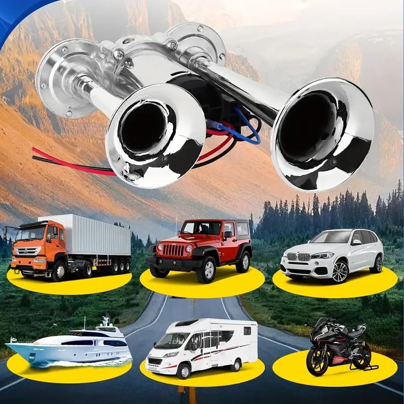 📢🔊2026 Upgraded 12V 130DB Air Horn Dual Horn, Horn Kit with Air Compressor