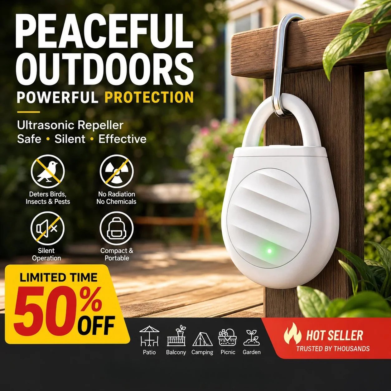 🐦No more trouble from birds, beasts and locusts!Portable Ultrasonic Bird Repellent Keychain