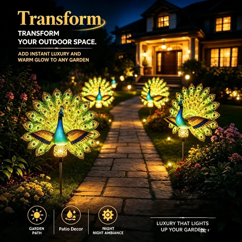🔥Limited time-50% OFF 🦚Solar Peacock Garden Sculpture Light🌟Transform Your Outdoor Space🏡
