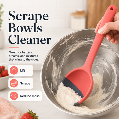 2-in-1 Silicone Scoop & Scraper Spoon – Multi-Purpose Cooking & Serving Utensil