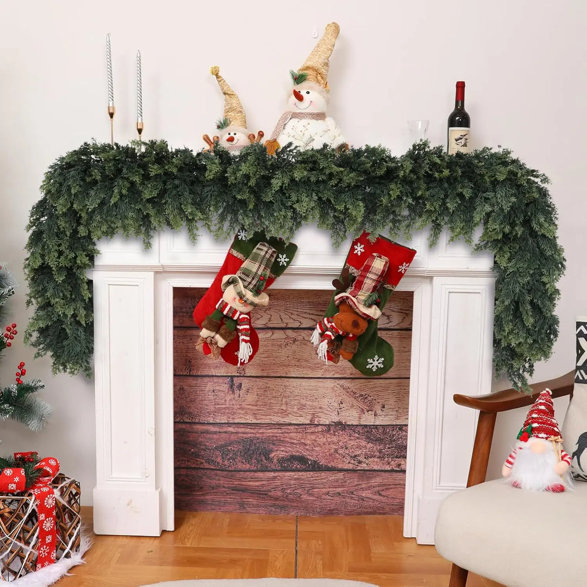 6 FT 2 PCS  Artificial Cedar Garlands, Real Touch Winter Cedar Garland🌲