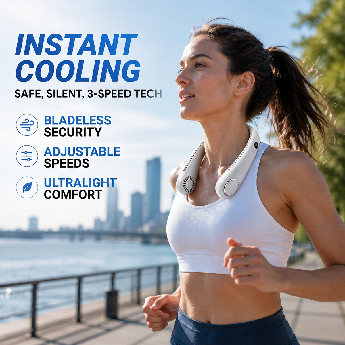 🥳2026 HOT SALE🥳💞50K+ SOLD!🍃💨 50% OFF! Neck Air Conditioner Fan – Ultra‑quiet, 360° rotating, Hands‑free cooling, long battery. 😎🌬️