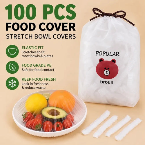 🥗100 PCS  Disposable Stretch Food Covers