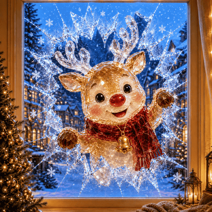 🔥 Last Day 50% OFF - 3D Crystal Christmas Window Decal 🎄 Shattered-Glass Holiday Decoration