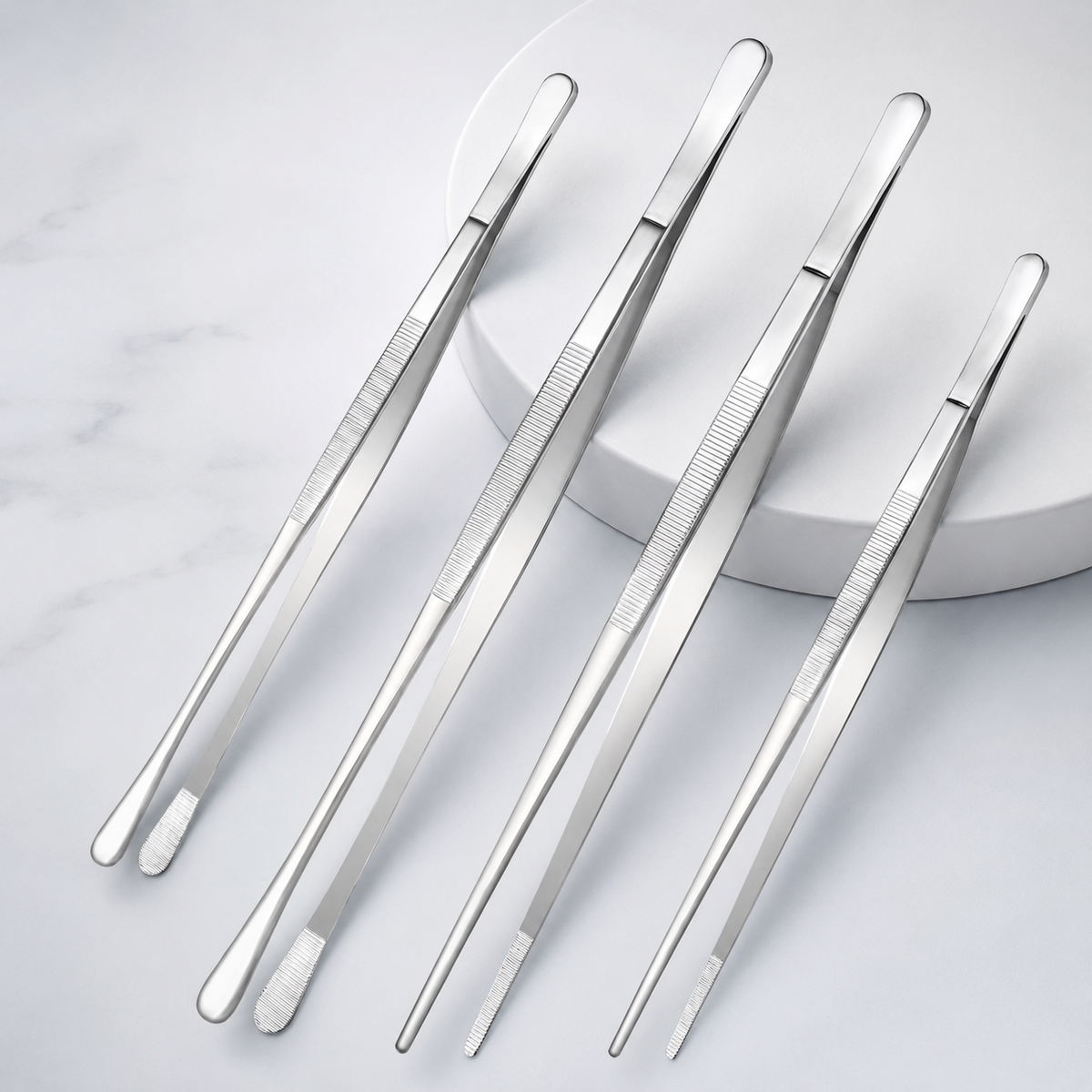 2 Pcs 30 cm Long Stainless Steel BBQ Tweezers Set for Grilling & Cooking