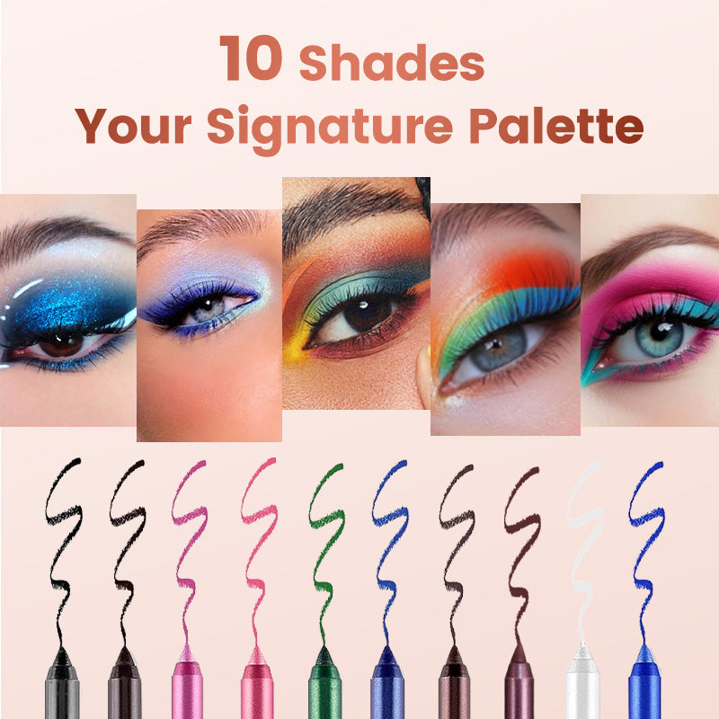 🔥LAST DAY SALE ONLY ￡9.99!!💧Sparkling Gel Eyeliner Collection – 14 waterproof, pearl & metallic shades to play with. One-stroke intensity, all-day wear. 🌈💫