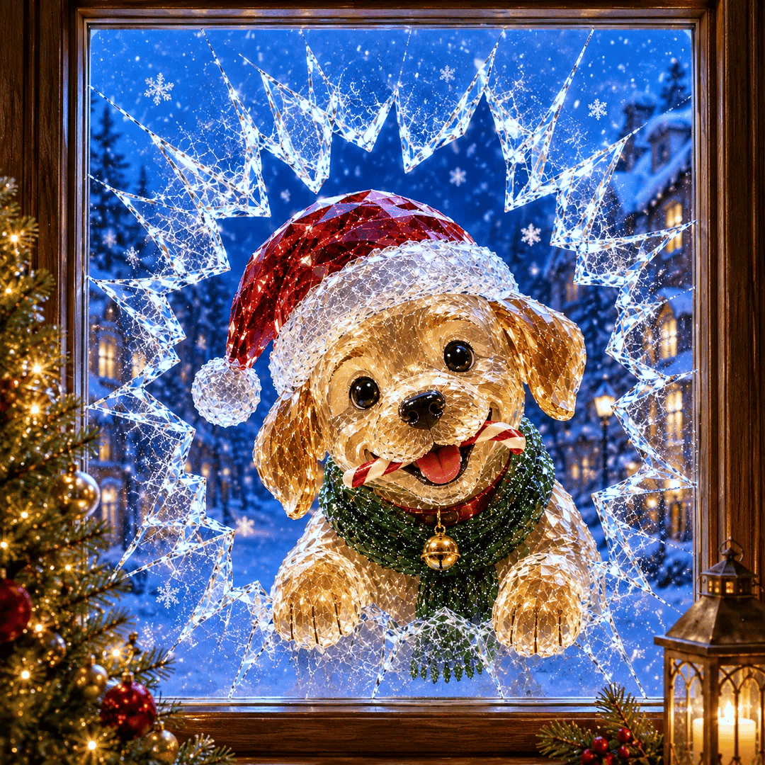 🔥 Last Day 50% OFF - 3D Crystal Christmas Window Decal 🎄 Shattered-Glass Holiday Decoration