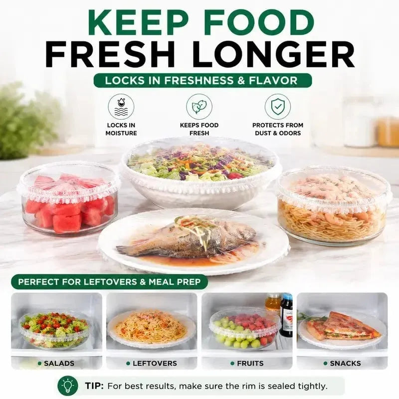 🥗100 PCS  Disposable Stretch Food Covers