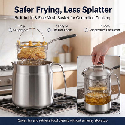 304 Stainless Steel Deep Fryer Pot Set - Durable, Compact Household Kitchen Supplies 🥘