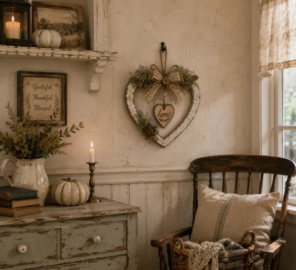 Rustic Farmhouse “Home” Heart Wreath – Ready-to-Hang Country Wall Decor