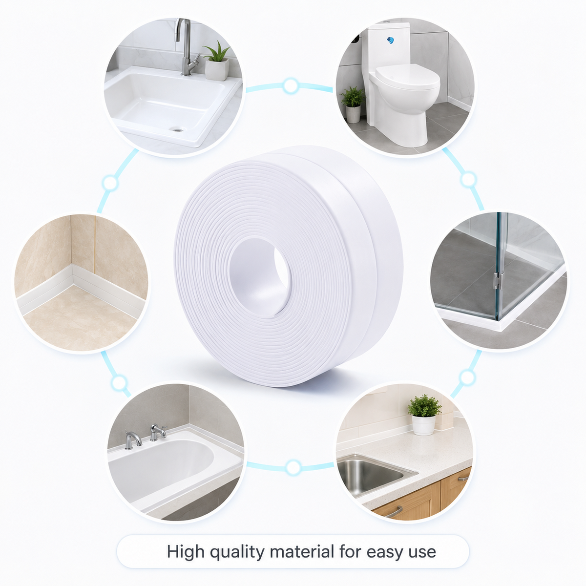 White Waterproof Caulk Seal Tape for Bathroom and Kitchen