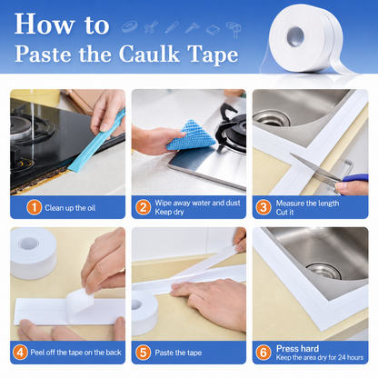 White Waterproof Caulk Seal Tape for Bathroom and Kitchen