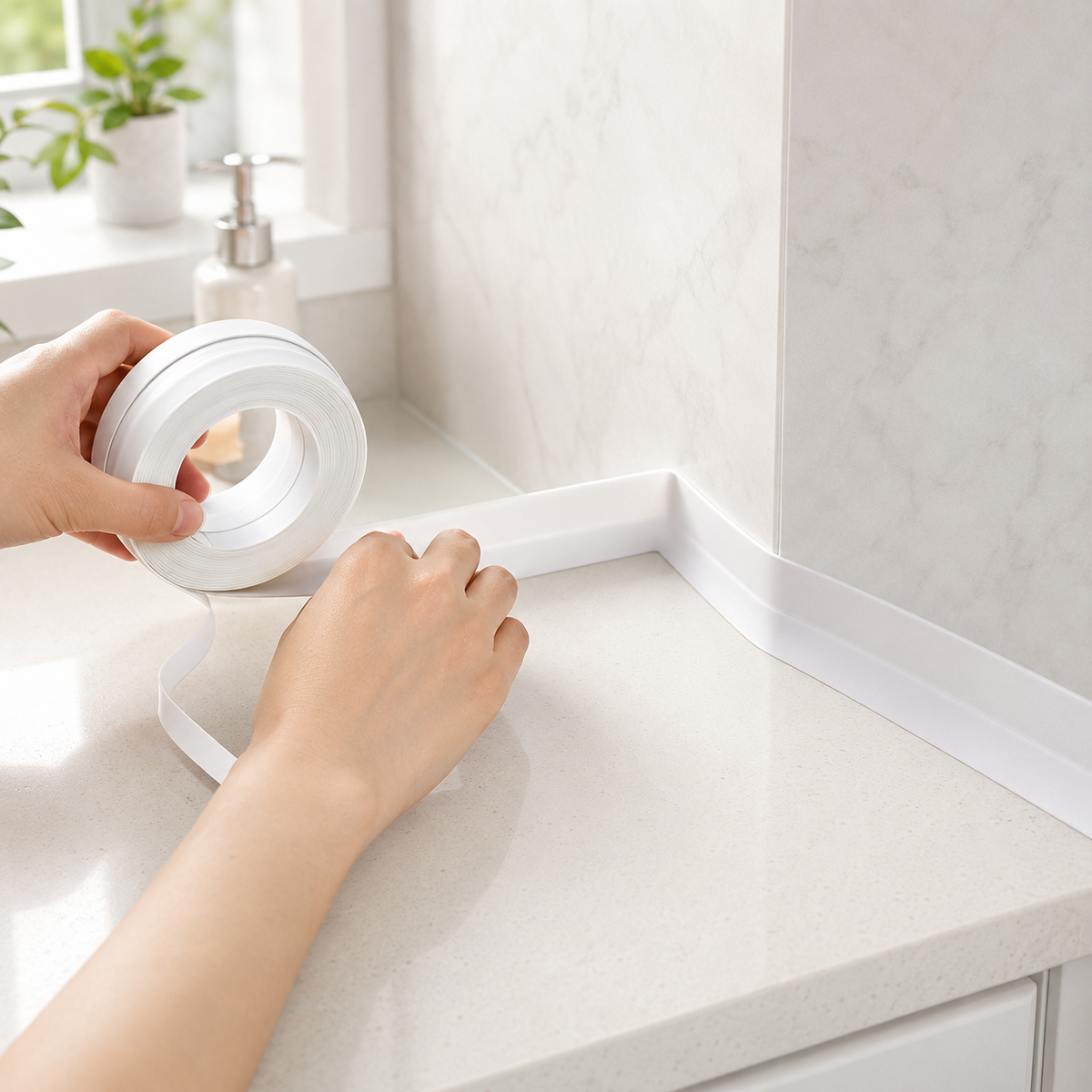 White Waterproof Caulk Seal Tape for Bathroom and Kitchen