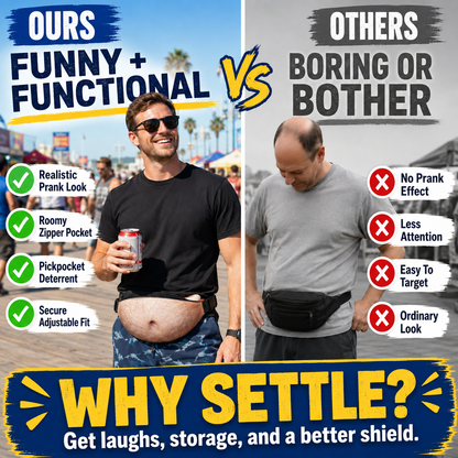 😂 Fake Beer Belly Fanny Pack - Hilarious Dad Bod Waist Bag for Pranks & Parties 🍻