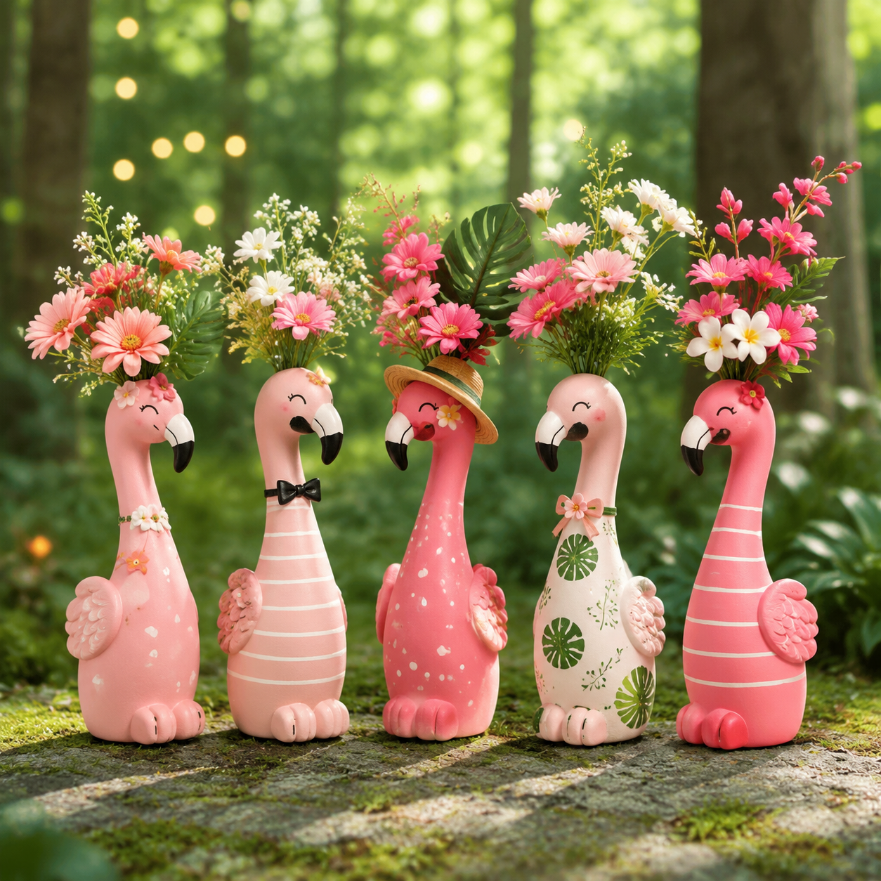 🦩Cute Flamingo Decorative Vase 🌸 5 Styles Resin Figurine Vase Tabletop Centerpiece Indoor Home Shelf Decor Gift（副本）