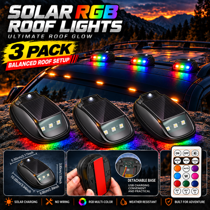 🔆Solar RGB Roof Lights 🌙with Wireless Remote, Waterproof Design & Easy Install