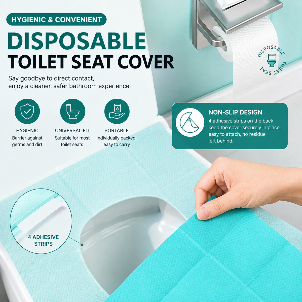 Disposable Toilet Seat Covers Waterproof 16x24in