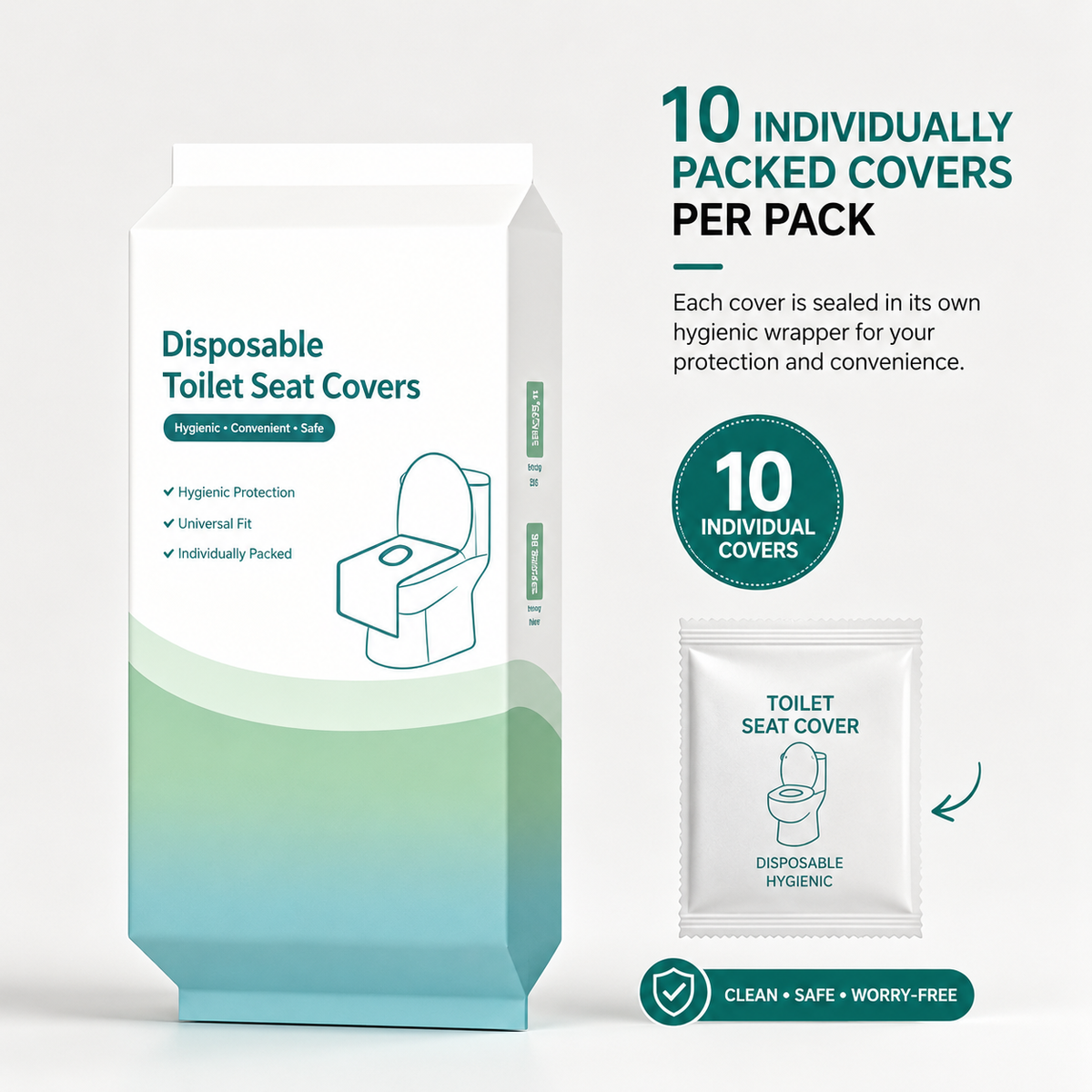 Disposable Toilet Seat Covers Waterproof 16x24in