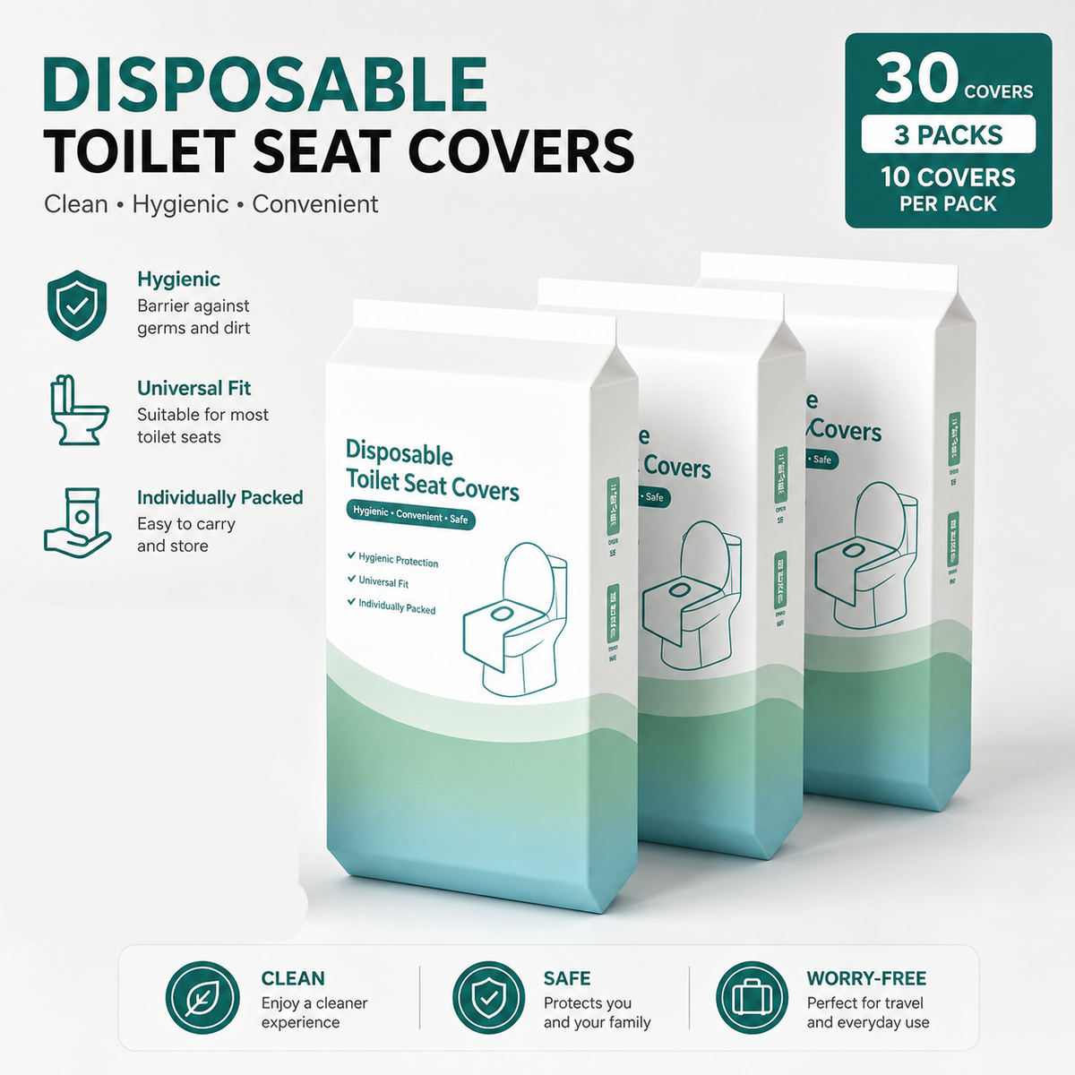 Disposable Toilet Seat Covers Waterproof 16x24in