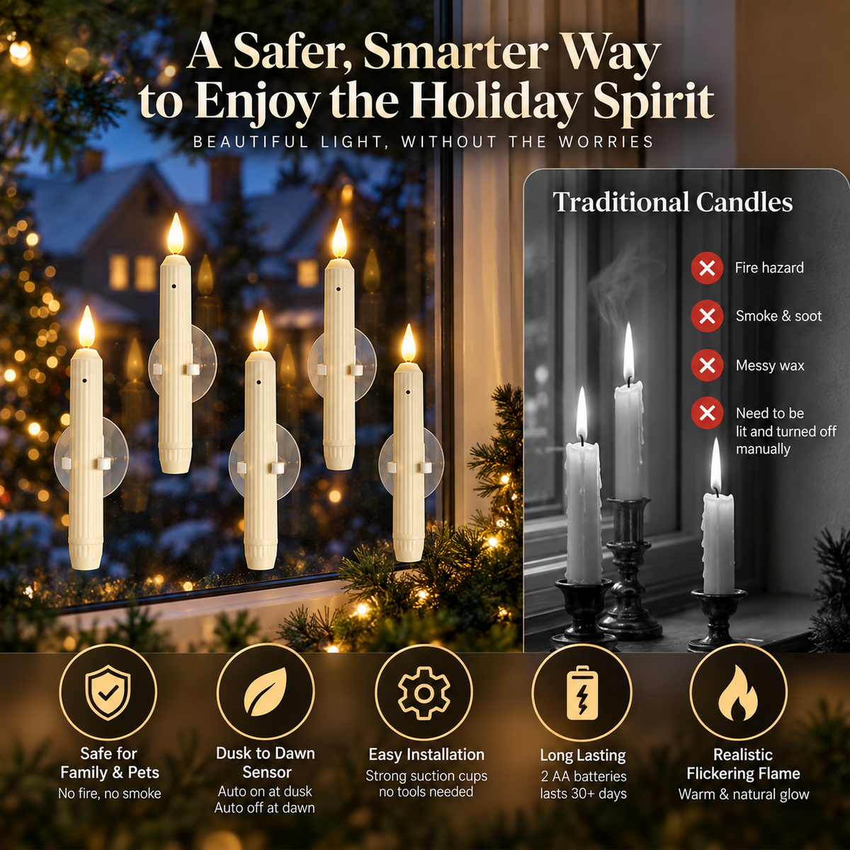Window Candles Sensor Lights