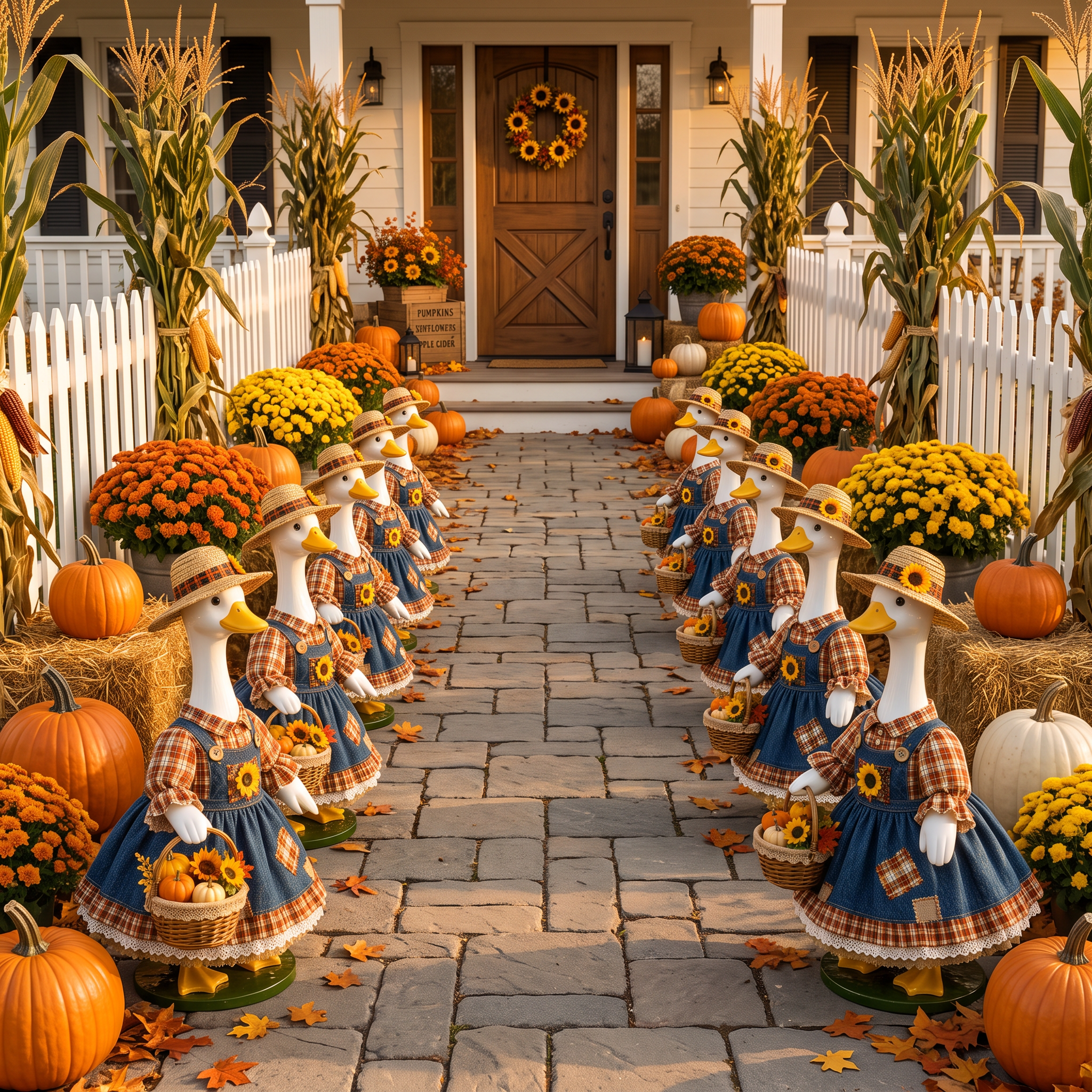 🌻  New 23" Sunflower Harvest Goose Outfit™ | Autumn Farmhouse Porch Decor（