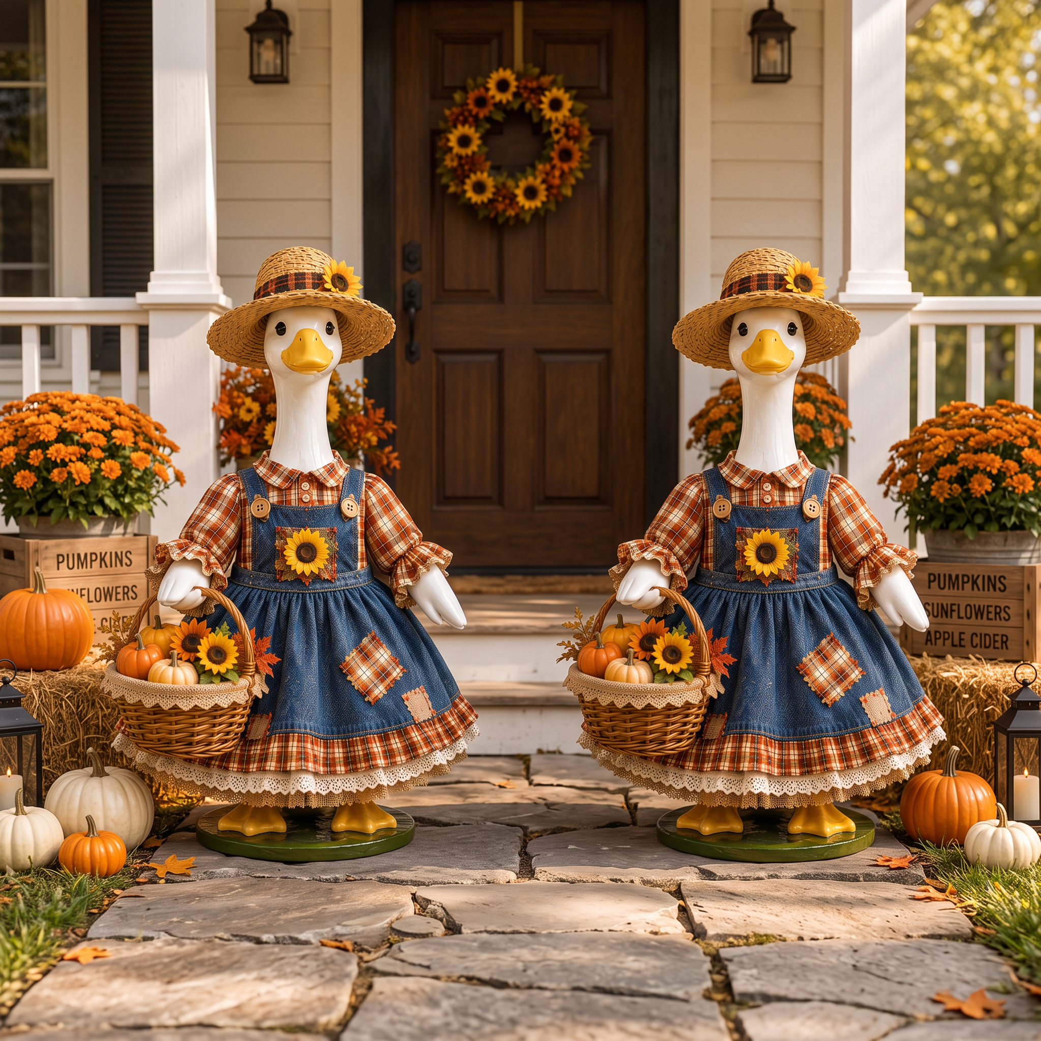🌻  New 23" Sunflower Harvest Goose Outfit™ | Autumn Farmhouse Porch Decor（