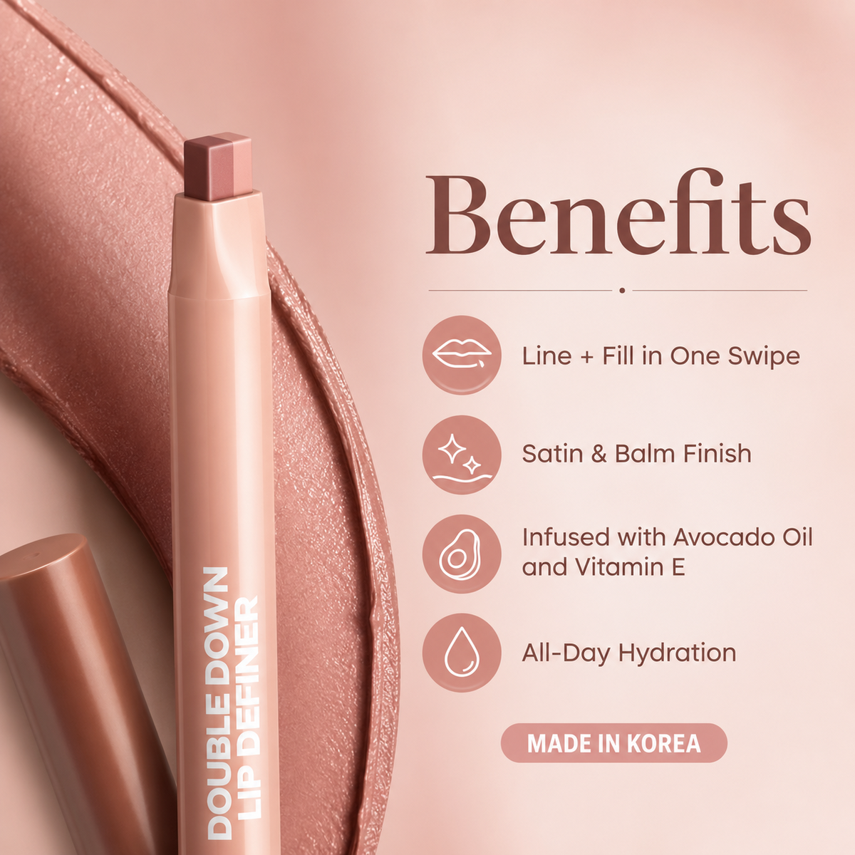 2 in 1 Lip Liner and Balm with Hydrating Formula