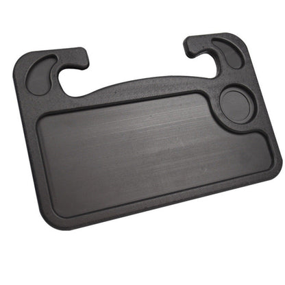 2-in-1 Car Steering Wheel Desk - Black ABS Plastic Food & Laptop Tray