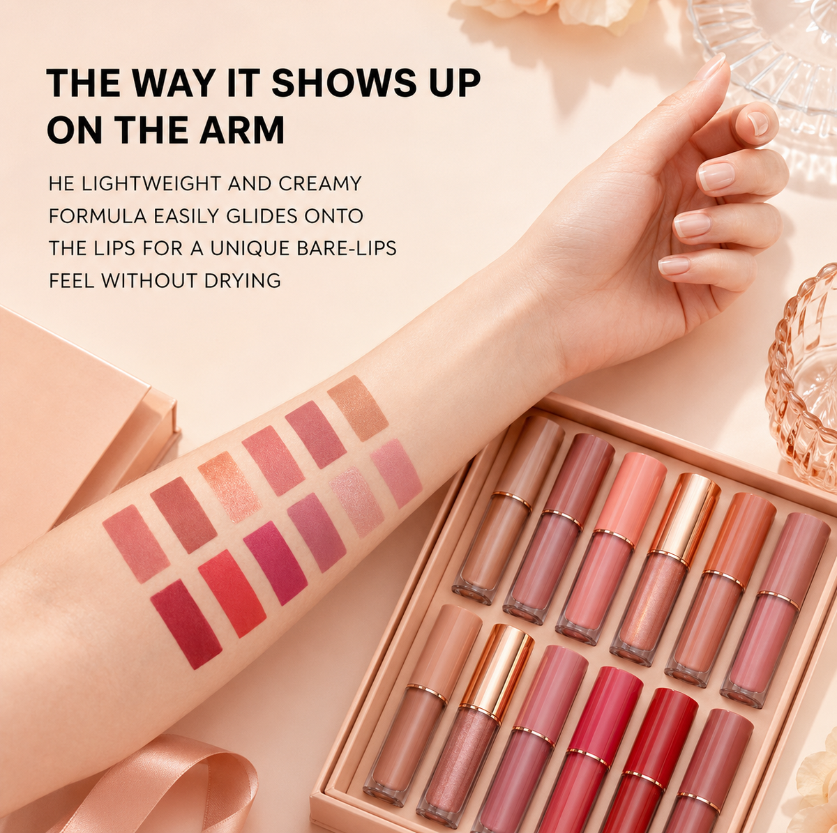 12 Color Matte and Pearlescent Liquid Lipstick Set