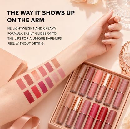 12 Color Matte and Pearlescent Liquid Lipstick Set