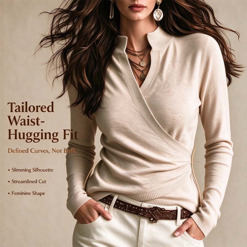 Early Autumn Fake Neck Cross Wrap Sweater for Women 👠