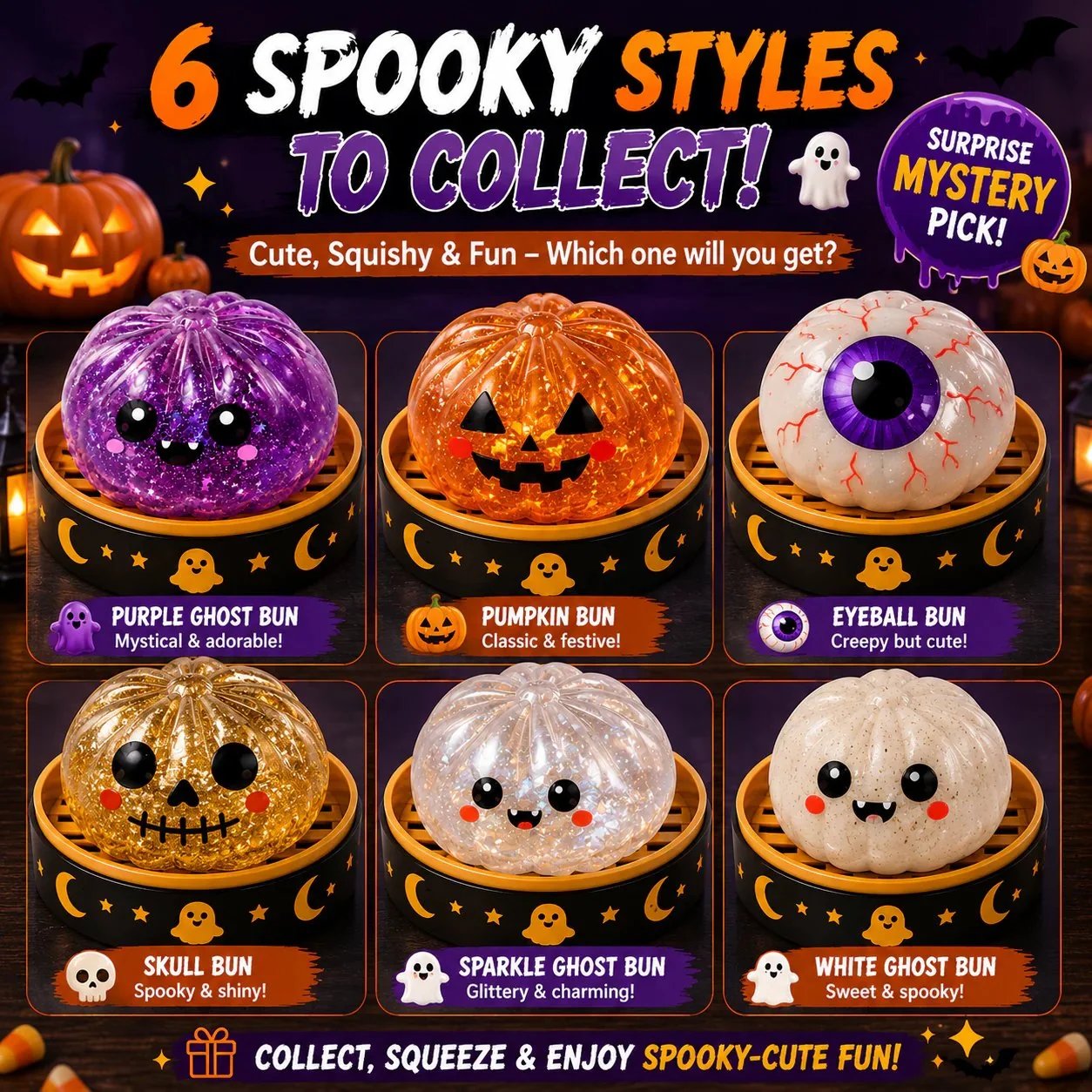 🔥49% OFF TODAY 🎃 Halloween Steamed Bun Squishy Mystery Box Toy
