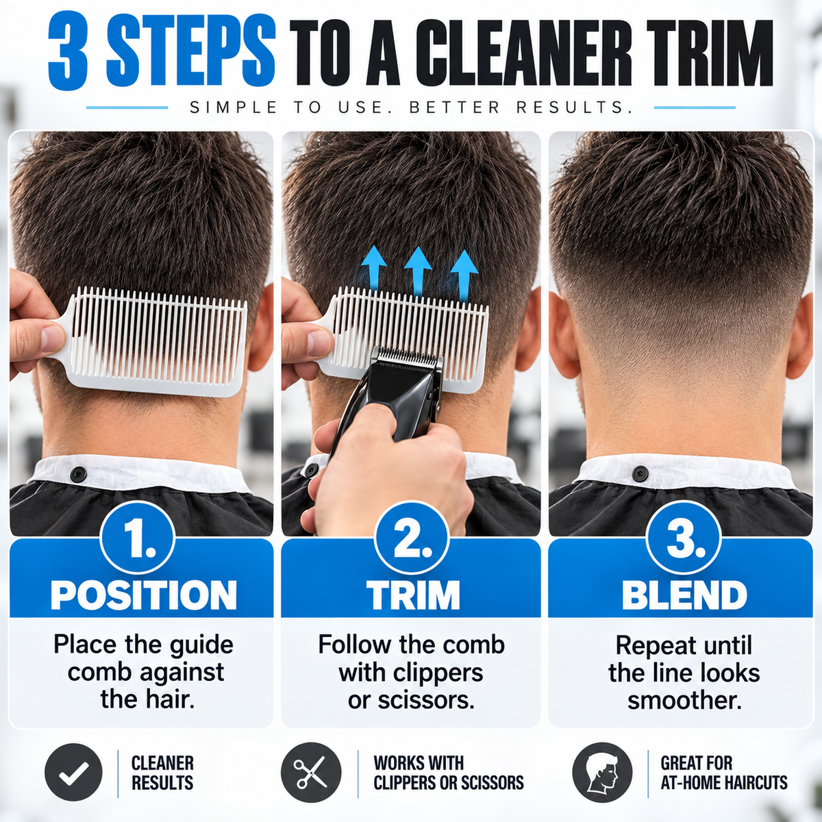 ✂️ 4-Piece Hair Cutting Guide Kit – Adjustable Home Barber Set