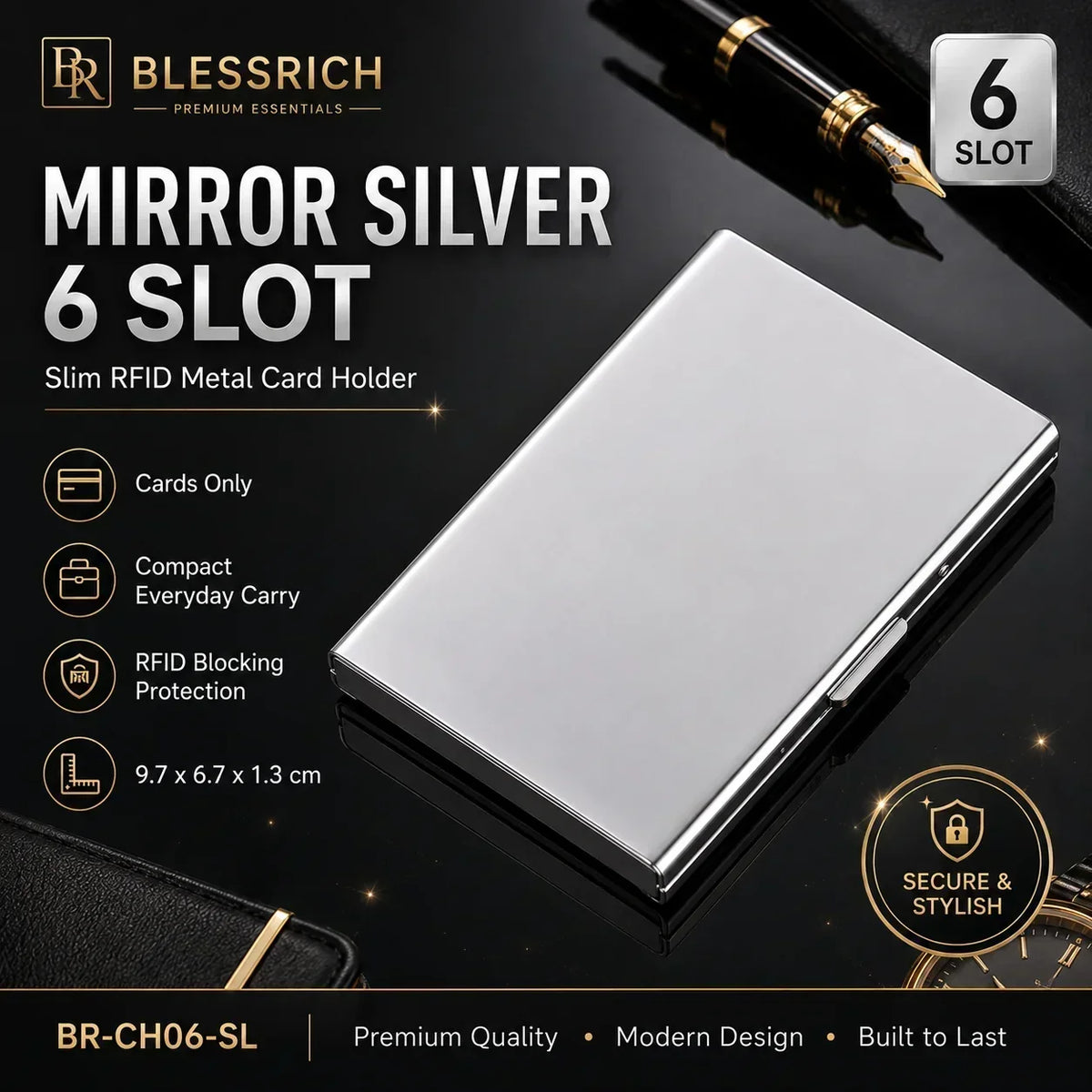 💸 Price Drop! 💰RFID-blocking card holder – stainless steel, slim design, 3 capacities. 📇✨