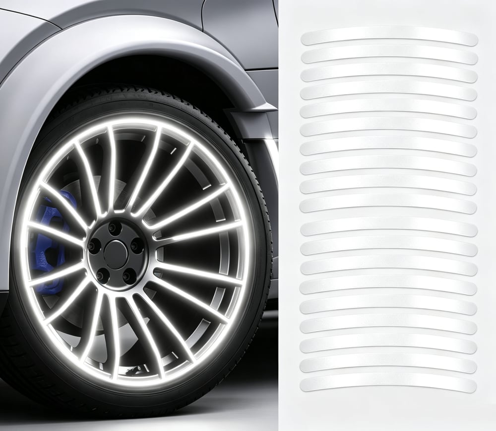 20 PCS Creative Wheel Hub Rim Reflective Stickers