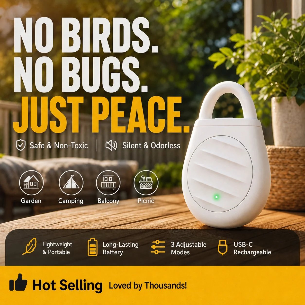 🐦No more trouble from birds, beasts and locusts!Portable Ultrasonic Bird Repellent Keychain
