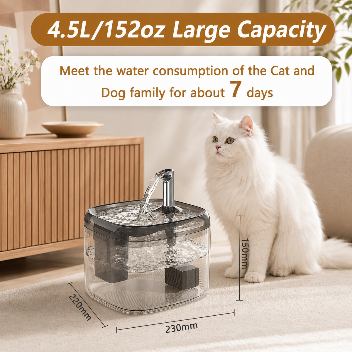 1.5L USB Automatic Cat Water Fountain with Filter for Cats and Small Dogs