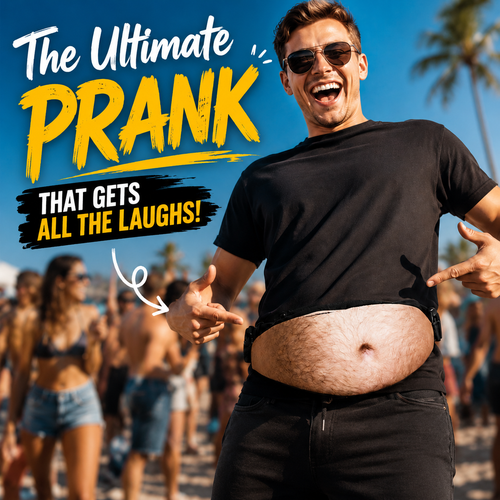 😂 Fake Beer Belly Fanny Pack - Hilarious Dad Bod Waist Bag for Pranks & Parties 🍻