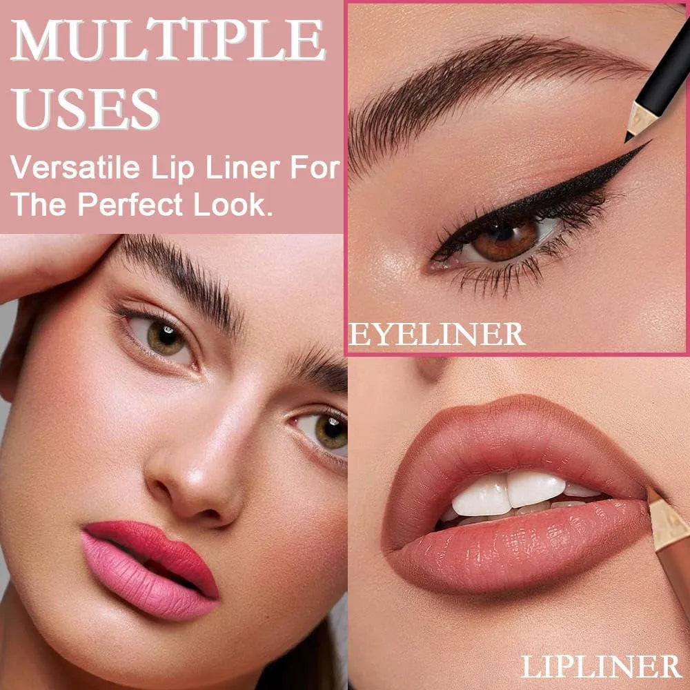 12Pcs Matte Lip Liner With Sharpener Set Waterproof Smudgeproof Precise Contour Lipstick Pens 🖌️
