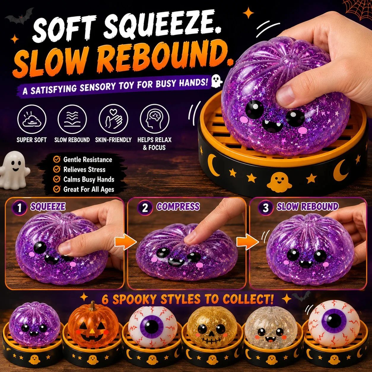 🔥49% OFF TODAY 🎃 Halloween Steamed Bun Squishy Mystery Box Toy
