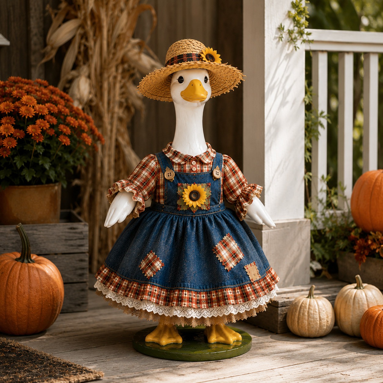 🌻  New 23" Sunflower Harvest Goose Outfit™ | Autumn Farmhouse Porch Decor（