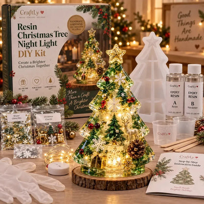 🎄 Resin Christmas Tree Night Light DIY Kit – Beginner-Friendly Craft Set